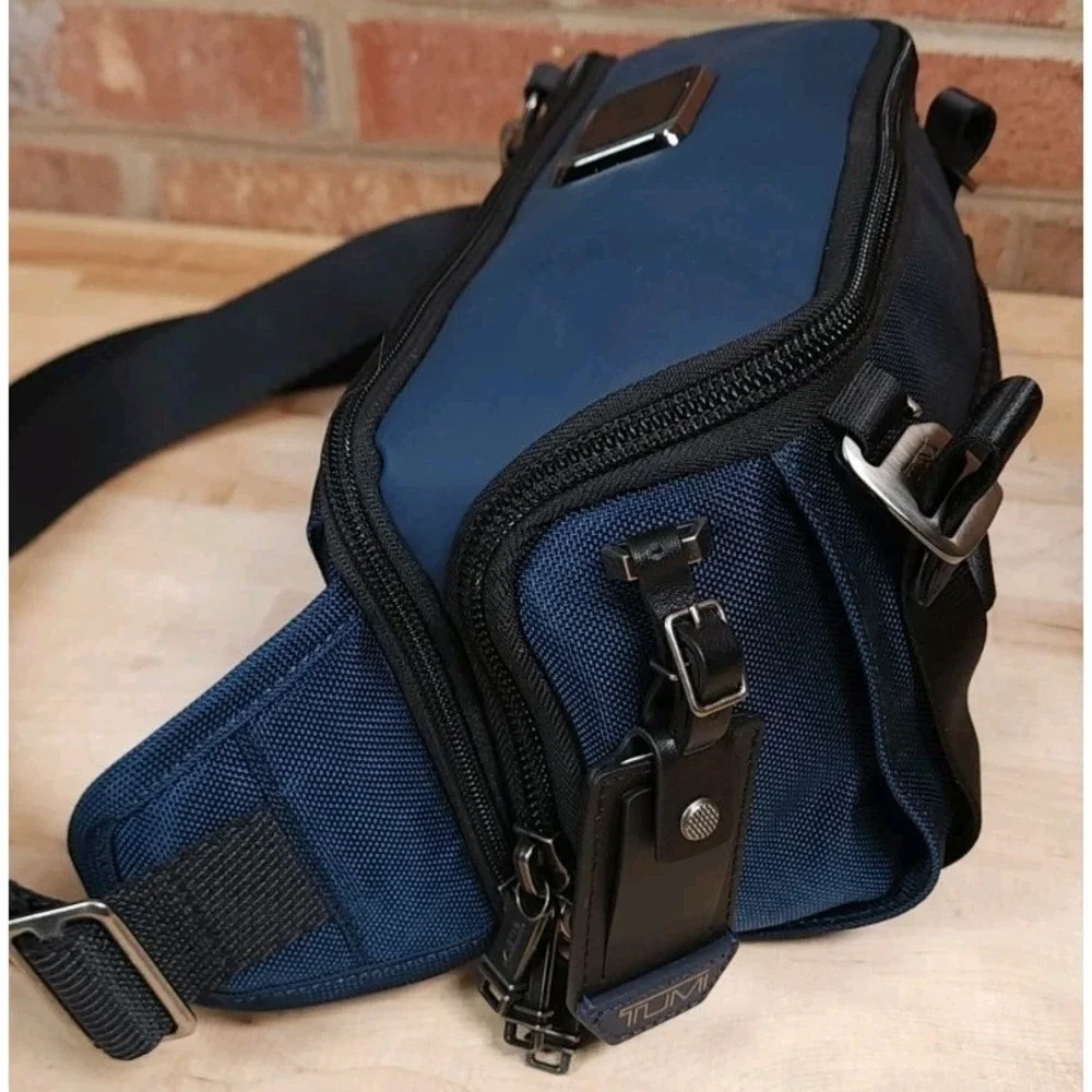 TUMI Alpha Bravo Platoon Sling Bag Backpack Navy Blue Nylon Crossbody 232799NVY